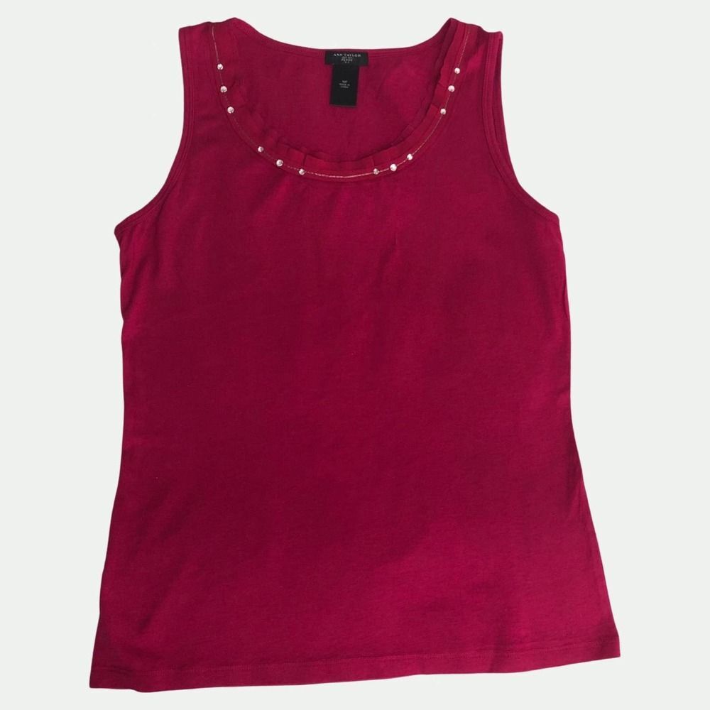 Ann Taylor Petite MP Tank Top Blouse Embellished Tulle